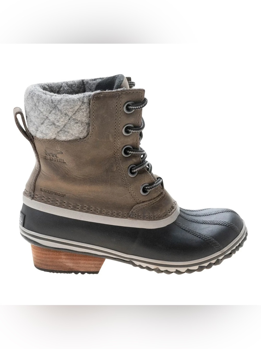 Sorel Slimpack II Lace Waterproof Duck Boots Women’s 7.5 Quarry Black NL2348